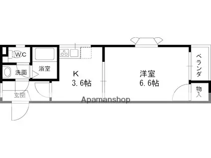 ヴェルドミール(1K/4階)の間取り写真