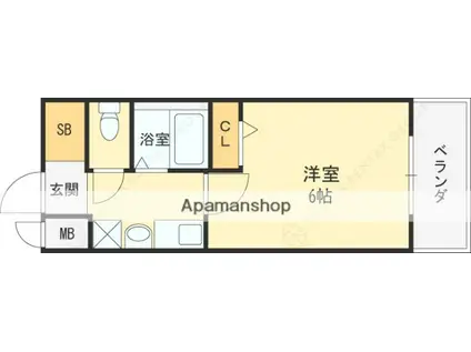 エスリード福島駅前(1K/6階)の間取り写真