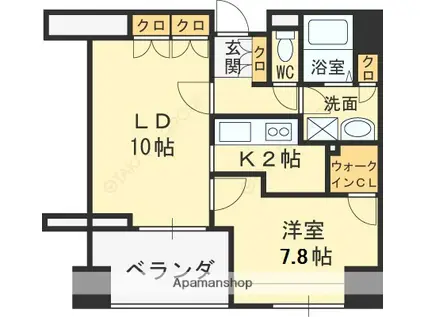 アーデンタワー福島ウエスト(1LDK/9階)の間取り写真