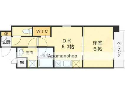 CAVANA梅田北(1DK/12階)の間取り写真