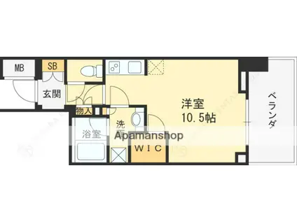 ザ・パークハビオ堂島(ワンルーム/4階)の間取り写真