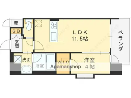 スプランディッド中之島DUE(1LDK/10階)の間取り写真