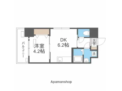 レオンヴァリエ大阪ベイシティ(1DK/2階)の間取り写真