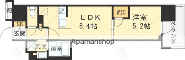 アーバネックス同心Ⅱ(1LDK/10階)の間取り写真