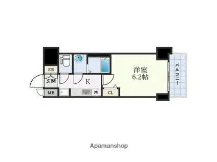 プレサンス福島ミッドエル(1K/2階)の間取り写真