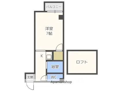 ボンジュールビル(1K/4階)の間取り写真