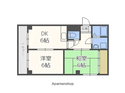 ラビアンローズ(2DK/2階)の間取り写真