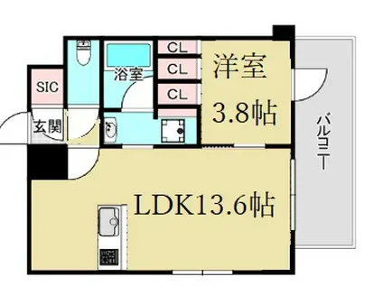 ファインレジデンス福島海老江(1LDK/8階)の間取り写真