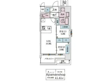 スプランディッド弁天町ウエスト(2LDK/4階)の間取り写真