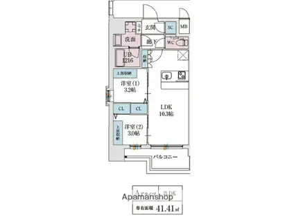 スプランディッド弁天町ウエスト(2LDK/5階)の間取り写真