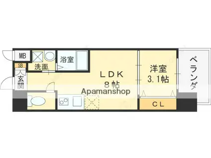 セオリー大阪ハーバーDOOR(1LDK/4階)の間取り写真