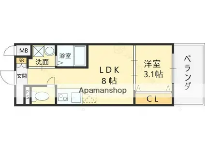 セオリー大阪ハーバーDOOR(1LDK/2階)の間取り写真