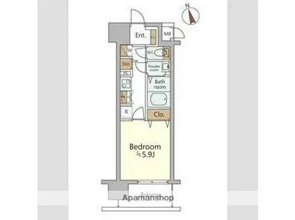 ジオエント福島野田レジデンス(1K/11階)の間取り写真