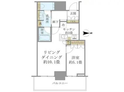 グランドメゾン新梅田タワー THE CLUB RESIDENCE(1LDK/15階)の間取り写真