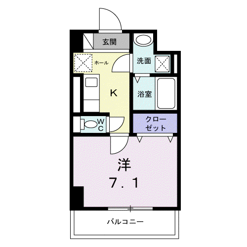 サニーレジデンス吉野Ⅱ(1K/2階)の間取り写真