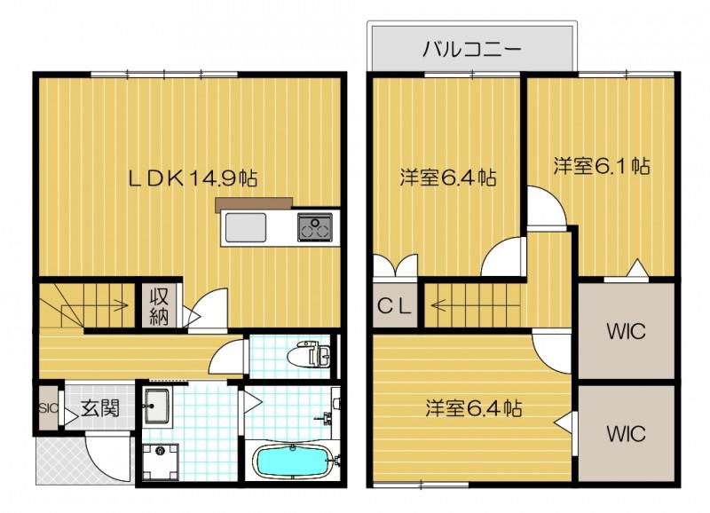 メゾネット別所(3LDK)の間取り写真