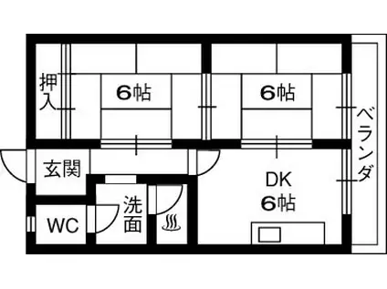 フラットプラム(2DK/4階)の間取り写真
