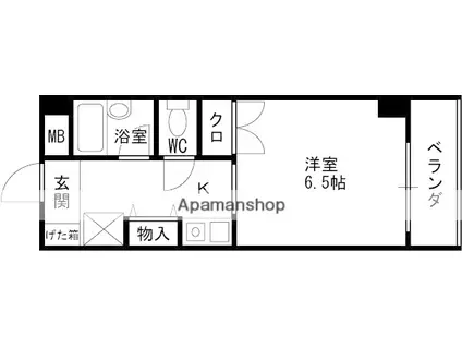 88中之島ウイング(1K/1階)の間取り写真