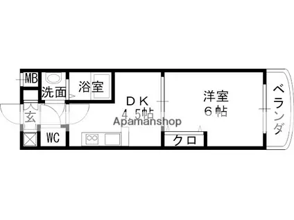 ノルデンタワー天神橋(1DK/10階)の間取り写真