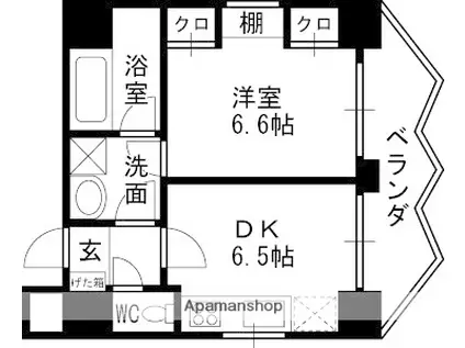 ZEUS 20XX(1DK/9階)の間取り写真