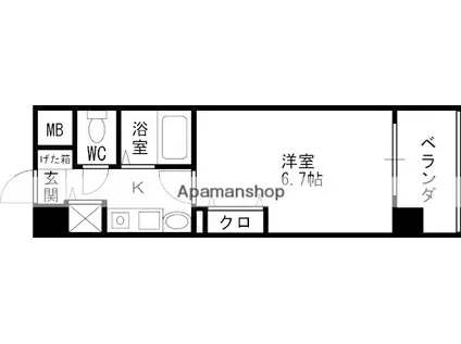 エイペックス天神橋1(1K/6階)の間取り写真
