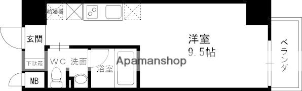 カーサリック同心(ワンルーム/4階)の間取り写真