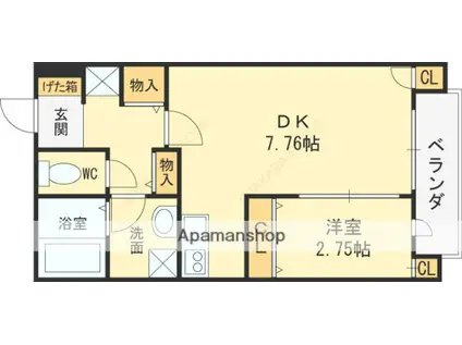 ル・プラトー(1LDK/1階)の間取り写真