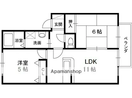 新栄プロパティー恩智Ⅲ(2LDK/1階)の間取り写真