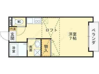 ベルリード柏原(ワンルーム/2階)の間取り写真