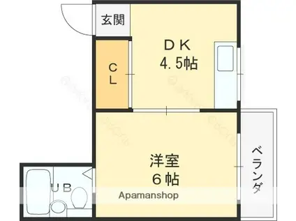 箱殿ハイツ(1DK/2階)の間取り写真