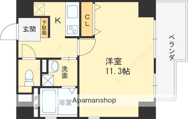 アミティータワー(1K/4階)の間取り写真