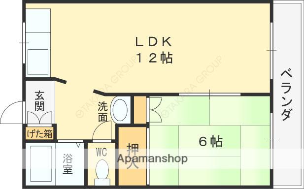 トリプルステーション菱屋西(1LDK/1階)の間取り写真