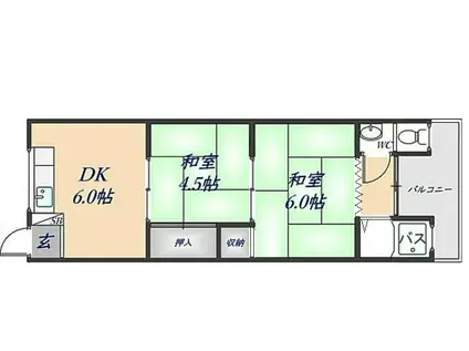 山田マンション(2DK/2階)の間取り写真