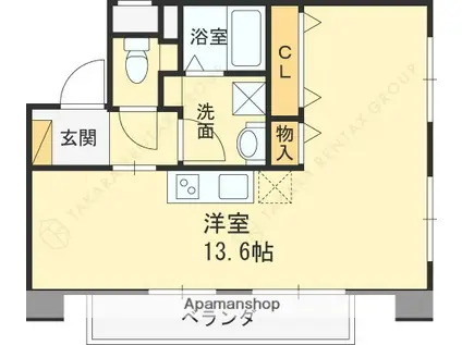 芦屋リバーウエストマンション(ワンルーム/2階)の間取り写真