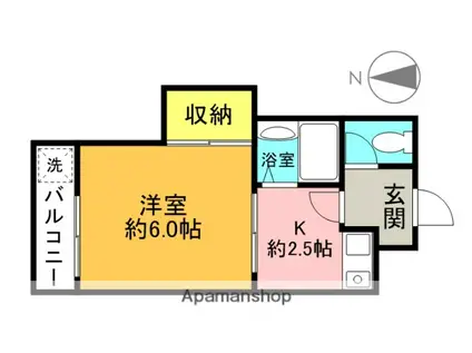 リバーサイド瓢箪山(1K/2階)の間取り写真