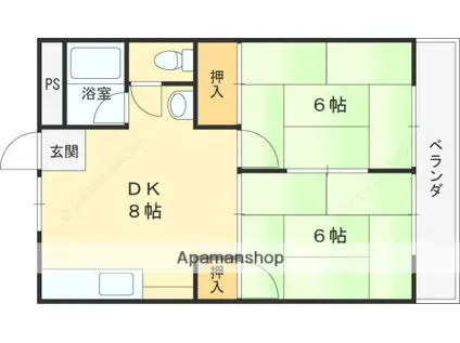 旭ガーデンハイツ(2DK/4階)の間取り写真