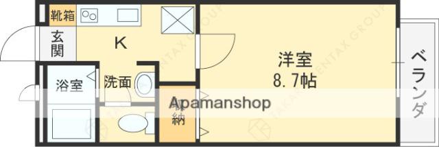 GRAND CHARIOT(1K/1階)の間取り写真