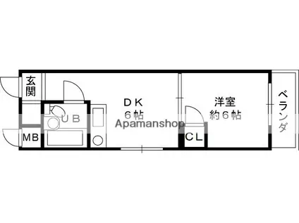 三甲イエム(1DK/5階)の間取り写真