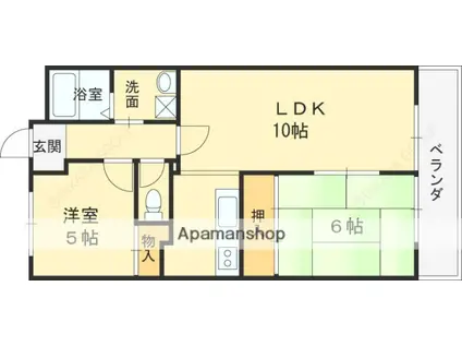 クオーレ今米(2LDK/4階)の間取り写真