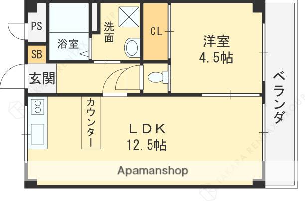 美鈴マンション(1LDK/3階)の間取り写真