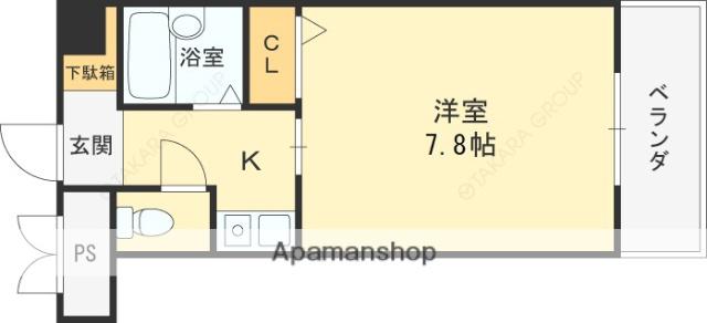 ウイングコート東大阪(1K/6階)の間取り写真