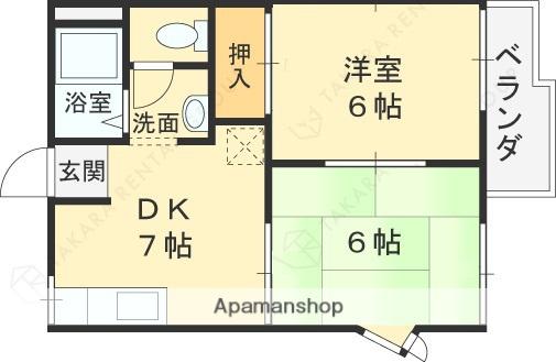 アビィロード枚岡(2DK/2階)の間取り写真