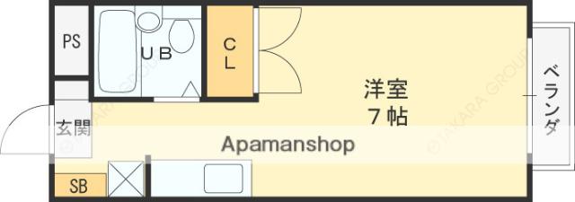 アルファハイツ(ワンルーム/2階)の間取り写真