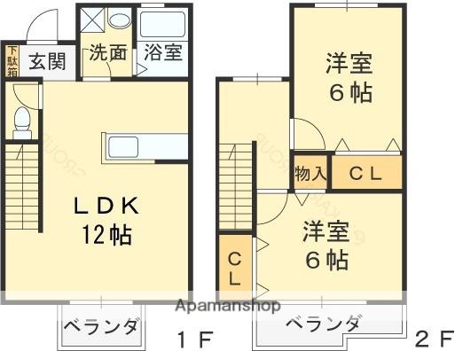 エスペランサⅡ(2LDK/1階)の間取り写真