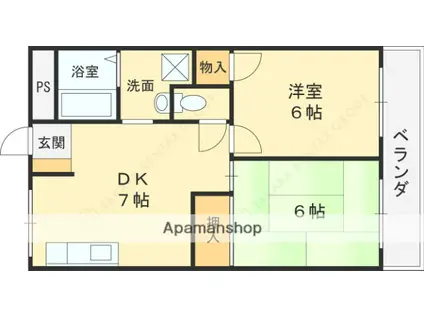 同仁マンション(2DK/1階)の間取り写真