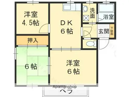 リバーハイツ(3DK/2階)の間取り写真