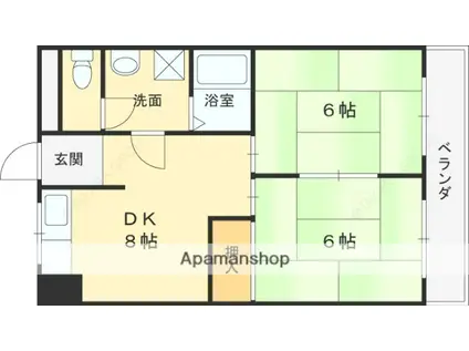 五百石マンション(2DK/5階)の間取り写真