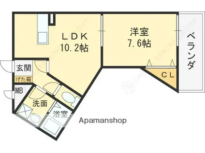 リュミエールイースト(1LDK/3階)の間取り写真