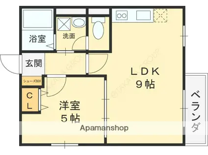 フレンドリースクエア(1LDK/1階)の間取り写真