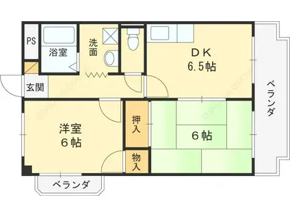 カルム東大阪(2DK/5階)の間取り写真